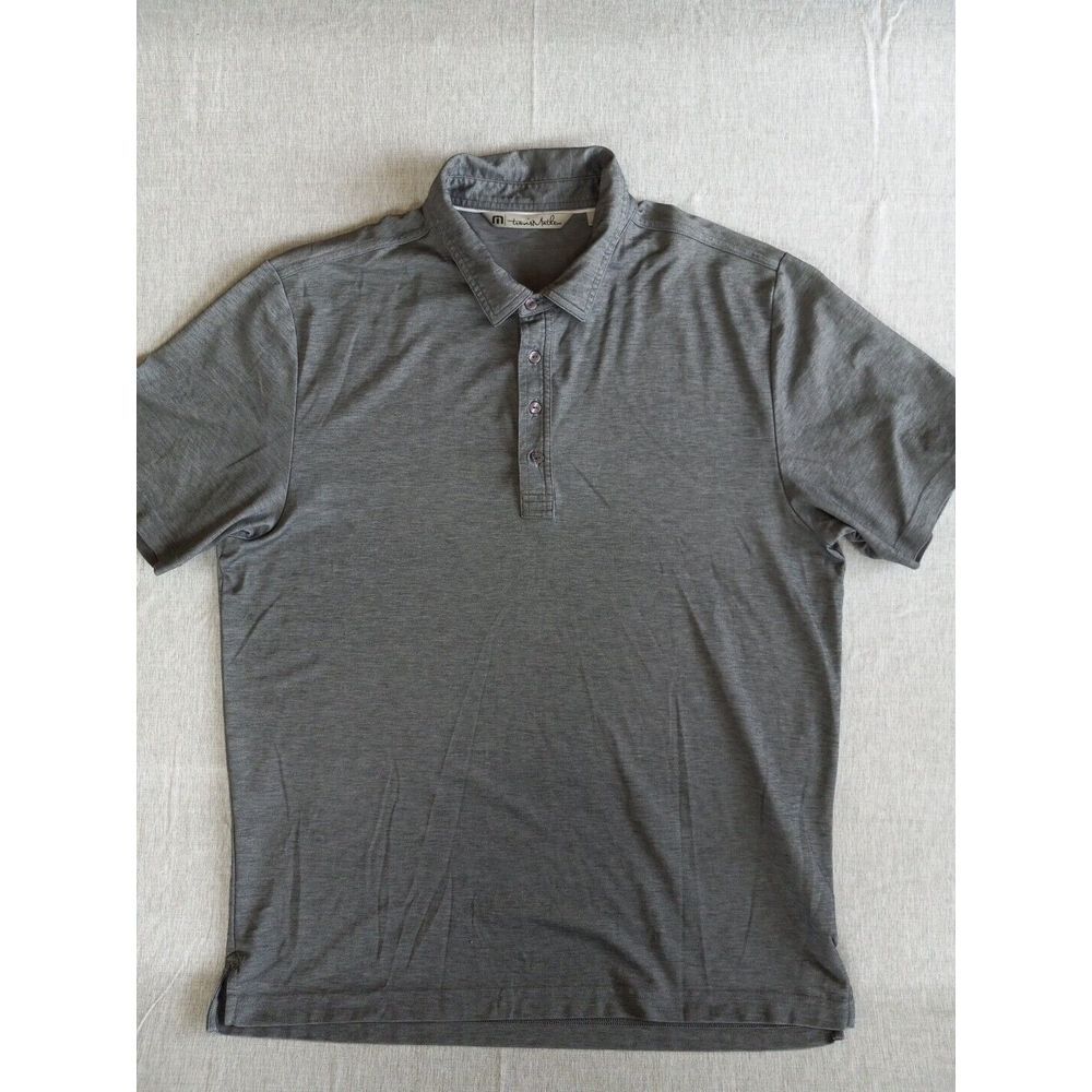 Travis Mathew Men XL Short Sleeve Buttons Performance Active Batik Gray Polo